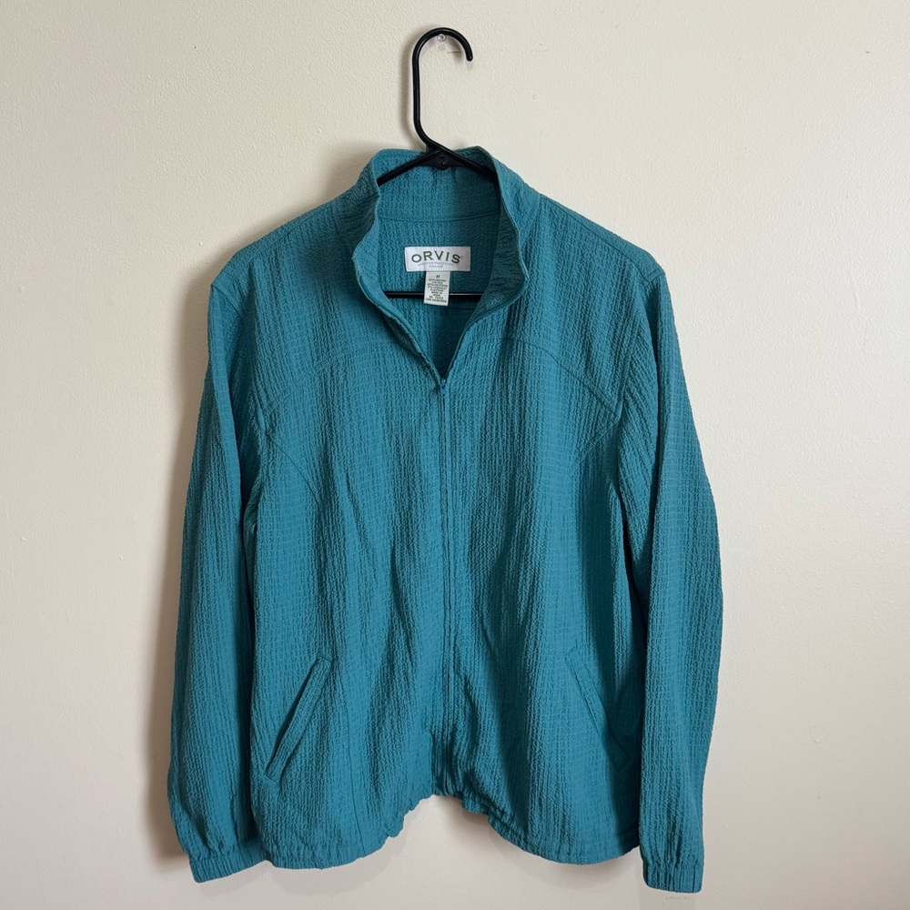Orvis Teal Lightweight Crinkle Textured Zip Jacket | Size M - Women’s